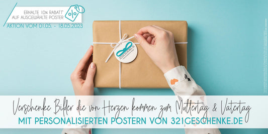 Erhalte 10% Rabatt auf ausgewählte Produkte zum Muttertag & Vatertag, Entdecke hier unsere große Auswahl an personalisierten Bildern!, Copyright: 321geschenke.de
