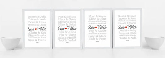 Wir gehören zusammen wie…, “Romeo & Julia” ❤ “Homer & Marge” ❤ “Pech & Schwefel” ❤ “Tag & Nacht”, Copyright: 321geschenke.de