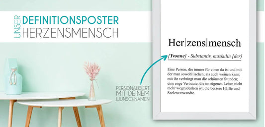 💘Das Definitionsposter HERZENSMENSCH, “Es gibt Menschen, die die Welt verzaubern, einfach nur weil sie da sind.”Verschenke deinem HERZENSMENSCHEN etwas Persönliches und zeig ihm/ihr, wie wichtig er/sie dir ist. , Copyright: 321geschenke.de