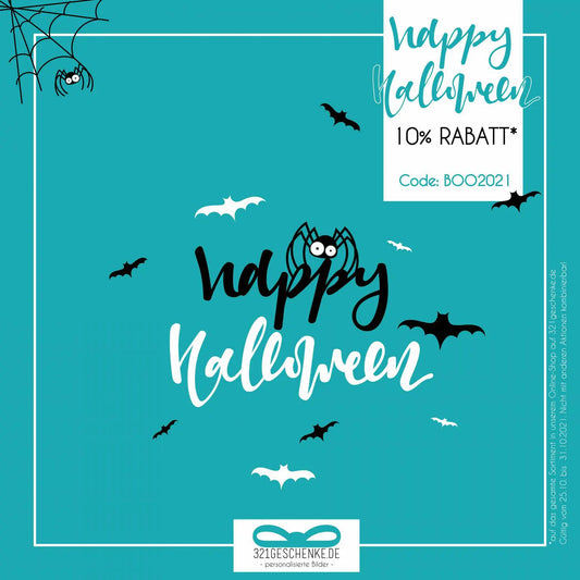 Happy Halloween Rabatt 🎃👻, Wir schenken euch was “Süßes“…
Bei uns müsst ihr euch nicht an Halloween gruseln!Ganz im Gegenteil: Denn wir verschenken euch in diesem Jahr zu Halloween einen 10% Rabatt* auf unsere Produkte., Copyright: 321geschenke.de