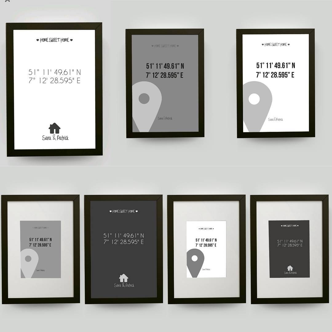 Bild mit Koordinaten, das Einzugsgeschenk, Umzugsgeschenk, Geschenk zum Richtfest, Geschenk zur Einweihung