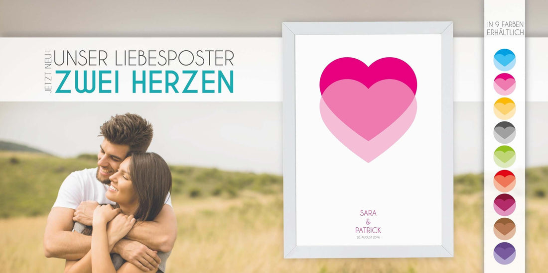 Ein einzigartiger Liebesbeweis: Unser "Zwei Herzen"-Poster, Copyright: 321geschenke.de
