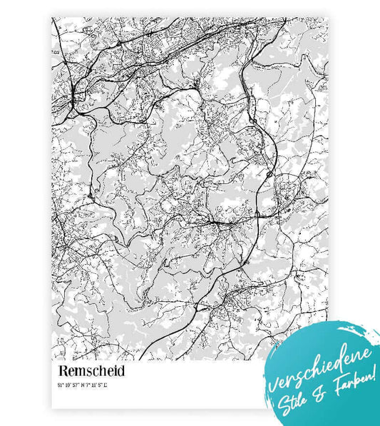 Personalisiertes Koordinaten Bild "City Map", Bildfarbe: Weiß, Grau, Rot, Blau, Beige, Anthrazit/Schwarz, Bildgröße: 13x18cm, DIN A4, DIN A3, Bilderrahmen: Ohne Bilderrahmen, Bilderrahmen weiß, Bilderrahmen schwarz, Bilderrahmen weiß mit Passepartout, Bil