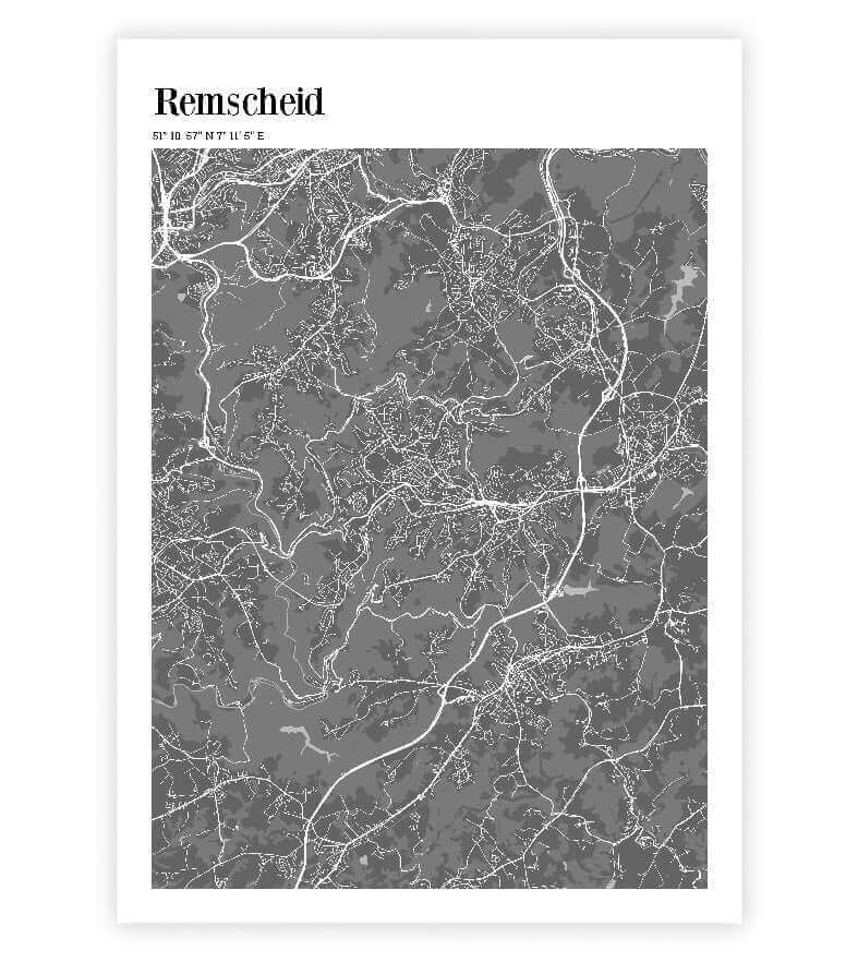 Personalisiertes Koordinaten Bild "City Map", Bildfarbe: Anthrazit/Schwarz, Bildgröße: 13x18cm, DIN A4, DIN A3, Bilderrahmen: Ohne Bilderrahmen, Copyright: 321geschenke.de