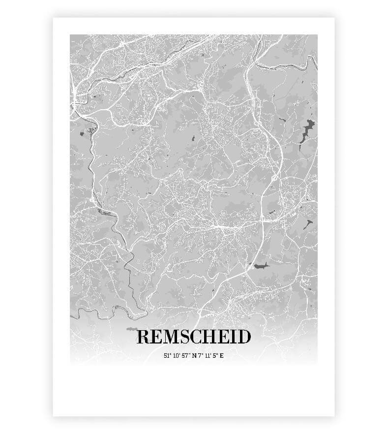 Personalisiertes Koordinaten Bild "City Map", Bildfarbe: Grau, Bildgröße: 13x18cm, DIN A4, DIN A3, Bilderrahmen: Ohne Bilderrahmen, Copyright: 321geschenke.de