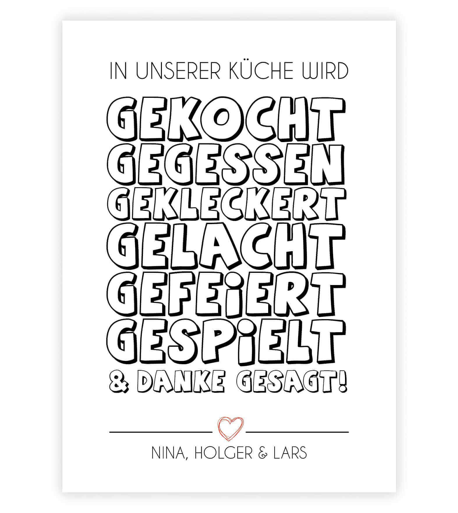 Personalisiertes Bild "In unserer Küche ….", Motiv: Variante 1, Bildgröße: 13x18cm, DIN A4, DIN A3, Bilderrahmen: Ohne Bilderrahmen, Copyright: 321geschenke.de
