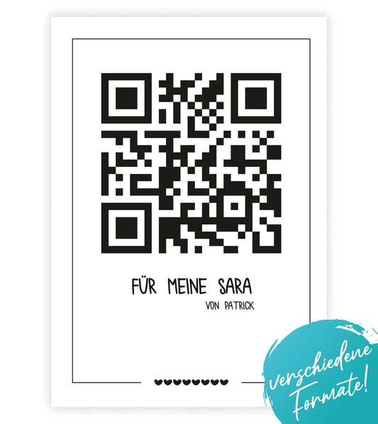 Personalisiertes Bild "QR-Code", Bildgröße: 13x18cm, DIN A4, DIN A3, 25x25xm, Bilderrahmen: Ohne Bilderrahmen, Bilderrahmen weiß, Bilderrahmen schwarz, Bilderrahmen weiß mit Passepartout, Bilderrahmen schwarz mit Passepartout, Copyright: 321geschenke.de