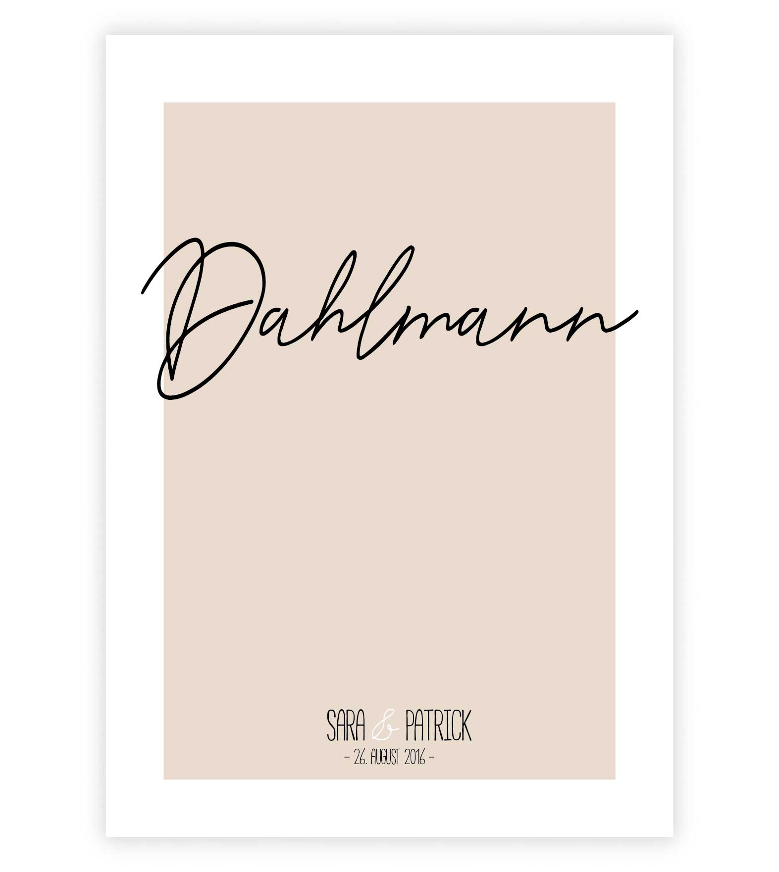 Personalisiertes Poster "Nachname", Bildfarbe: Beige, Bildgröße: 13x18cm, DIN A4, DIN A3, Bilderrahmen: Ohne Bilderrahmen, Copyright: 321geschenke.de