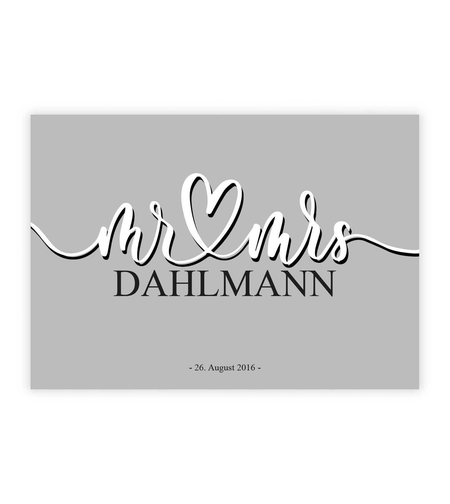 Personalisiertes Bild "Mr & Mrs"", Bildfarbe: Grau, Bildgröße: 13x18cm, DIN A4, DIN A3, Bilderrahmen: Ohne Bilderrahmen, Copyright: 321geschenke.de