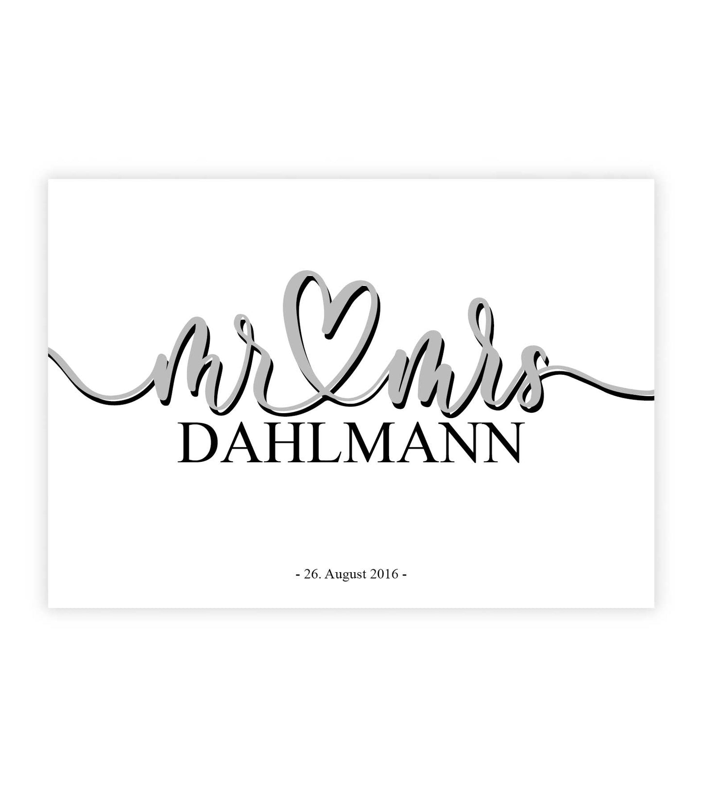 Personalisiertes Bild "Mr & Mrs"", Bildfarbe: Weiß, Bildgröße: 13x18cm, DIN A4, DIN A3, Bilderrahmen: Ohne Bilderrahmen, Copyright: 321geschenke.de