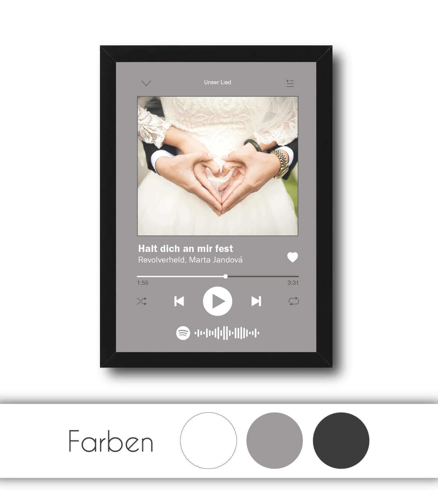 Personalisiertes Bild "Song" mit Foto, Bildfarbe: Weiß, Grau, Anthrazit/Schwarz, Bildgröße: 13x18cm, DIN A4, DIN A3, Bilderrahmen: Ohne Bilderrahmen, Bilderrahmen weiß, Bilderrahmen schwarz, Bilderrahmen weiß mit Passepartout, Bilderrahmen schwarz mit Pas