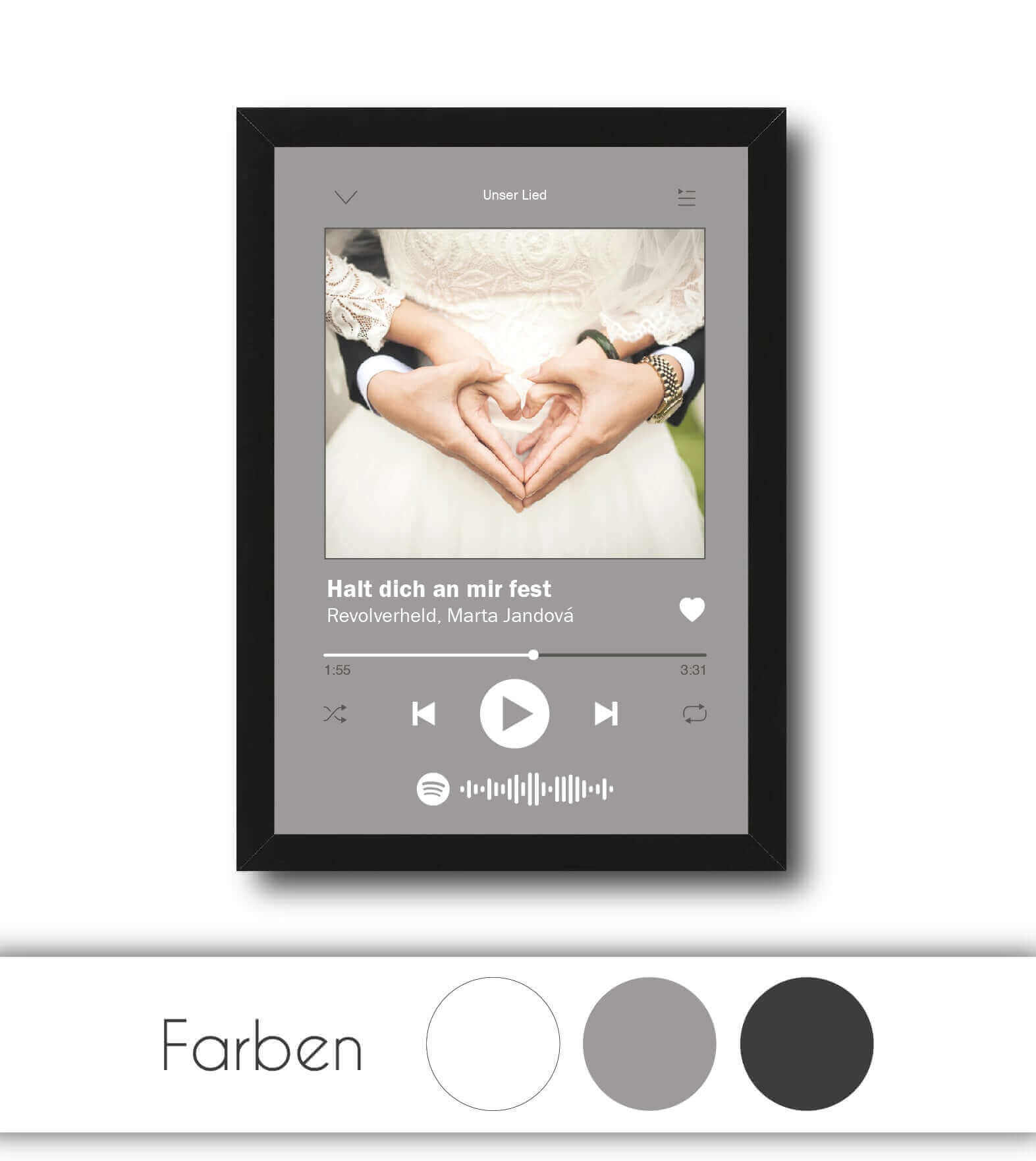 Personalisiertes Bild "Song" mit Foto, Bildfarbe: Weiß, Grau, Anthrazit/Schwarz, Bildgröße: 13x18cm, DIN A4, DIN A3, Bilderrahmen: Ohne Bilderrahmen, Bilderrahmen weiß, Bilderrahmen schwarz, Bilderrahmen weiß mit Passepartout, Bilderrahmen schwarz mit Pas