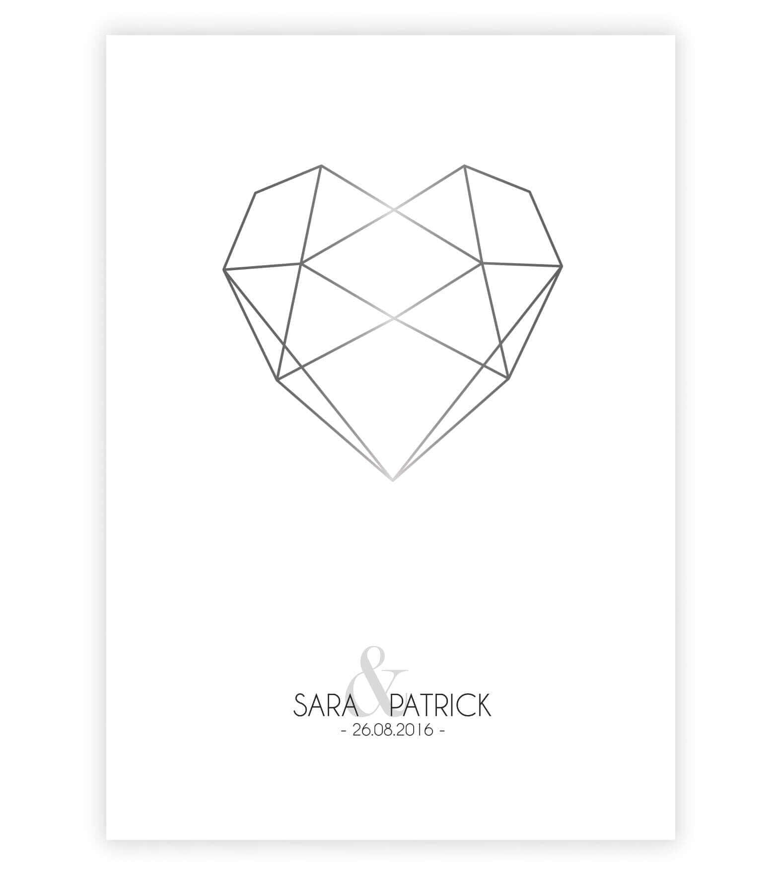 Personalisiertes Bild "Diamant", Bildfarbe: Grau, Bildgröße: 13x18cm, DIN A4, DIN A3, Bilderrahmen: Ohne Bilderrahmen, Copyright: 321geschenke.de