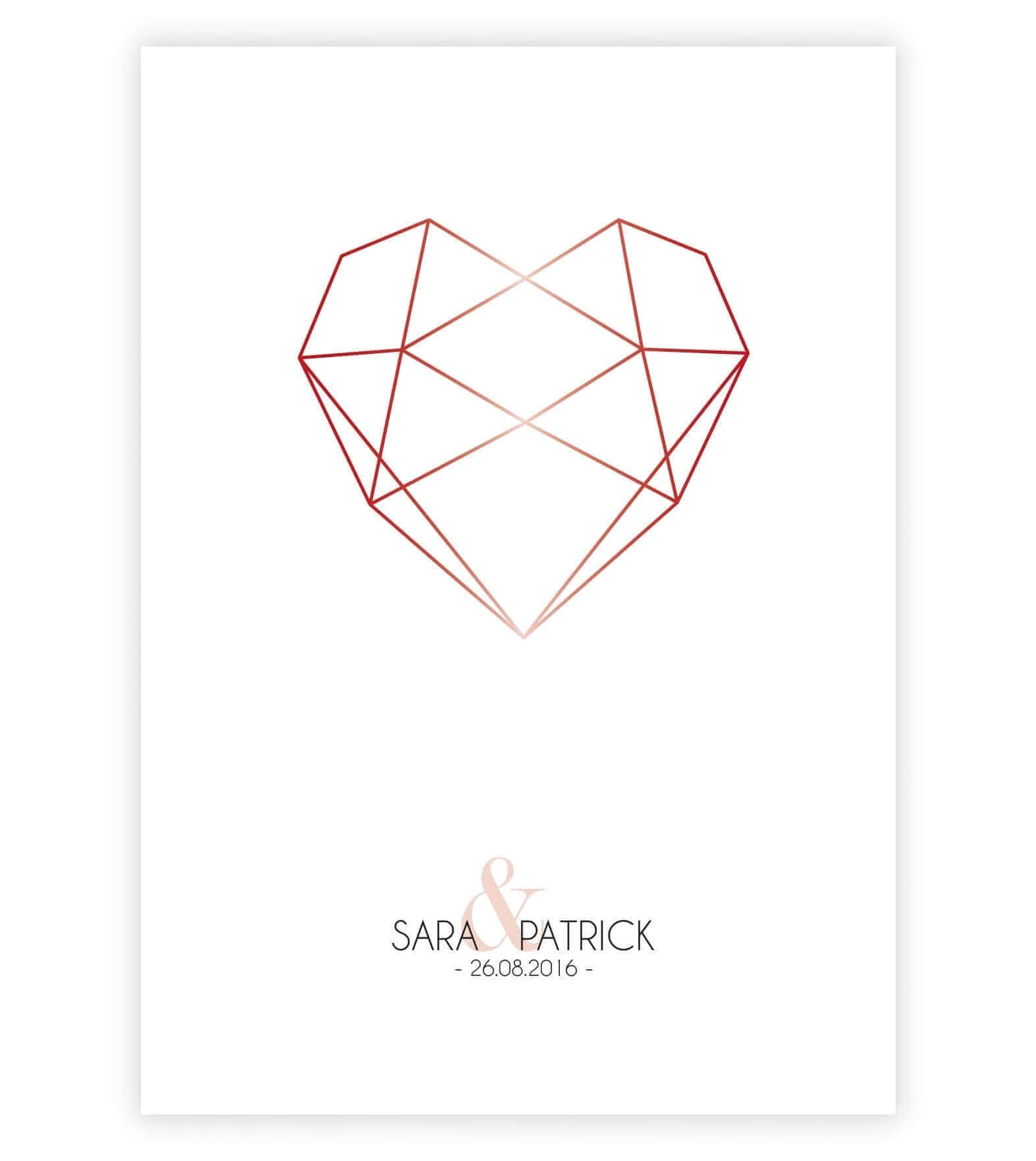 Personalisiertes Bild "Diamant", Bildfarbe: Rot, Bildgröße: 13x18cm, DIN A4, DIN A3, Bilderrahmen: Ohne Bilderrahmen, Copyright: 321geschenke.de