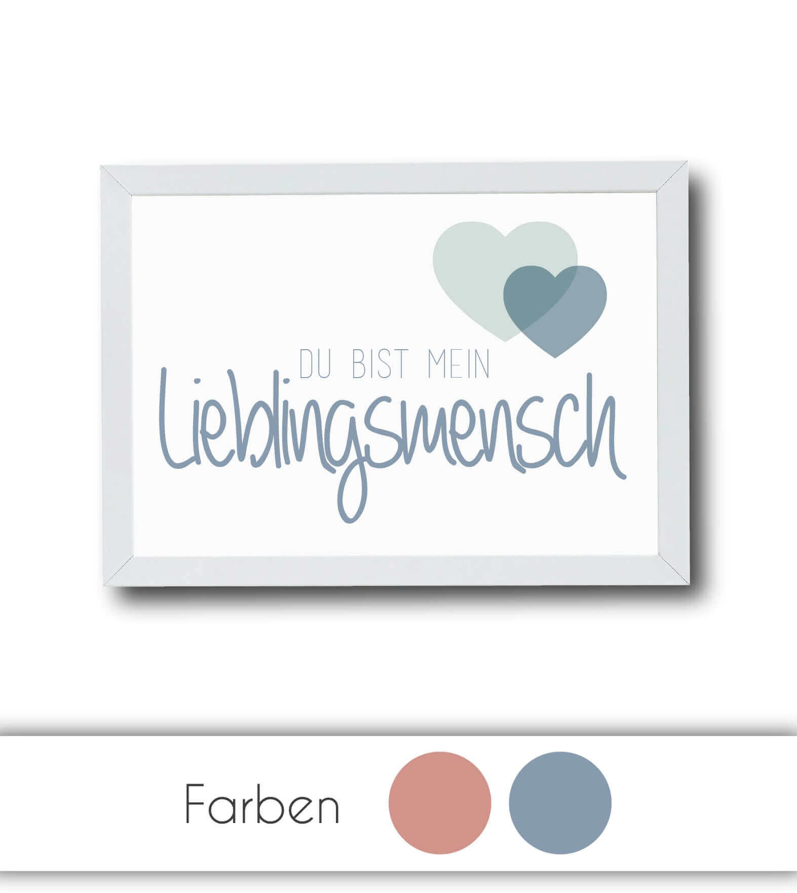 Personalisiertes Bild "Lieblingsmensch", Bildfarbe: Rosa, Blau, Bildgröße: 13x18cm, DIN A4, DIN A3, Bilderrahmen: Ohne Bilderrahmen, Bilderrahmen weiß, Bilderrahmen schwarz, Bilderrahmen weiß mit Passepartout, Bilderrahmen schwarz mit Passepartout, Copyri