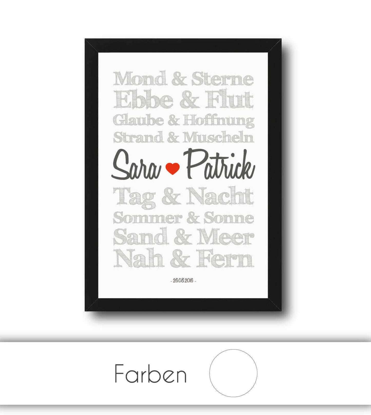 Personalisiertes Bild "TRAUMPAARE" - Sonne, Mond und Sterne, Bildgröße: 13x18cm, DIN A4, DIN A3, Bilderrahmen: Ohne Bilderrahmen, Bilderrahmen weiß, Bilderrahmen schwarz, Bilderrahmen weiß mit Passepartout, Bilderrahmen schwarz mit Passepartout, Copyright