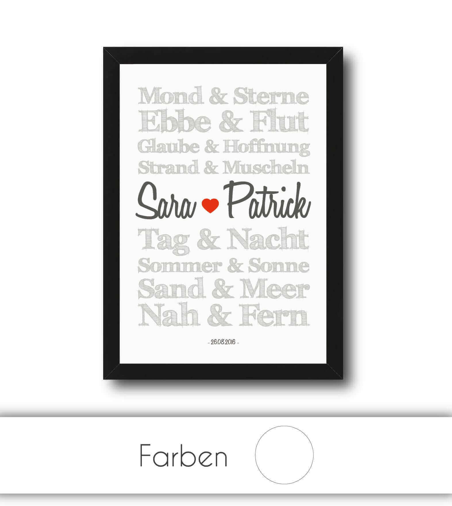 Personalisiertes Bild "TRAUMPAARE" - Sonne, Mond und Sterne, Bildgröße: 13x18cm, DIN A4, DIN A3, Bilderrahmen: Ohne Bilderrahmen, Bilderrahmen weiß, Bilderrahmen schwarz, Bilderrahmen weiß mit Passepartout, Bilderrahmen schwarz mit Passepartout, Copyright