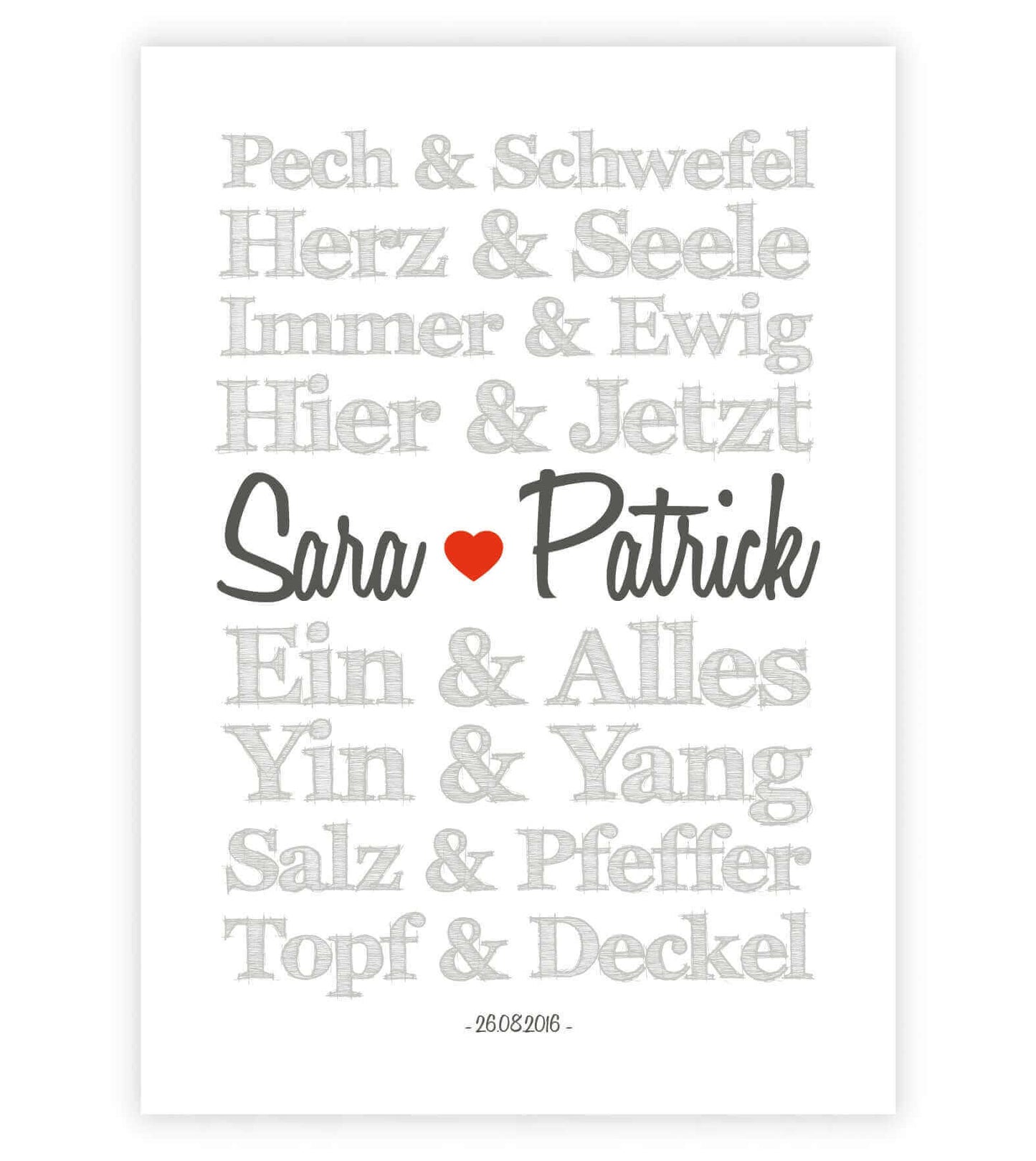 Personalisiertes Bild "TRAUMPAARE" - Herz und Seele, Bildgröße: 13x18cm, DIN A4, DIN A3, Bilderrahmen: Ohne Bilderrahmen, Bilderrahmen weiß, Bilderrahmen schwarz, Bilderrahmen weiß mit Passepartout, Bilderrahmen schwarz mit Passepartout, Copyright: 321ges