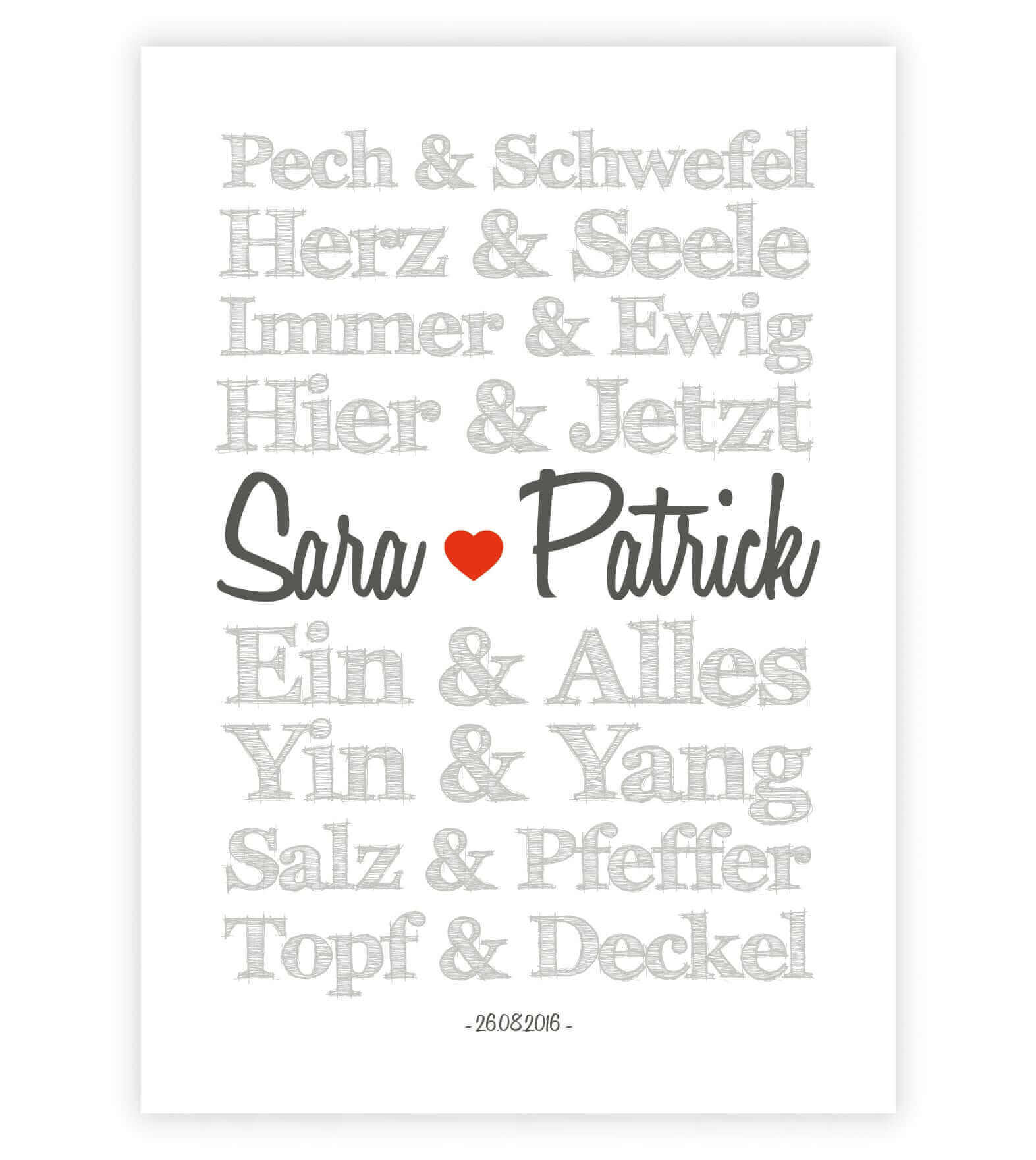 Personalisiertes Bild "TRAUMPAARE" - Herz und Seele, Bildgröße: 13x18cm, DIN A4, DIN A3, Bilderrahmen: Ohne Bilderrahmen, Bilderrahmen weiß, Bilderrahmen schwarz, Bilderrahmen weiß mit Passepartout, Bilderrahmen schwarz mit Passepartout, Copyright: 321ges