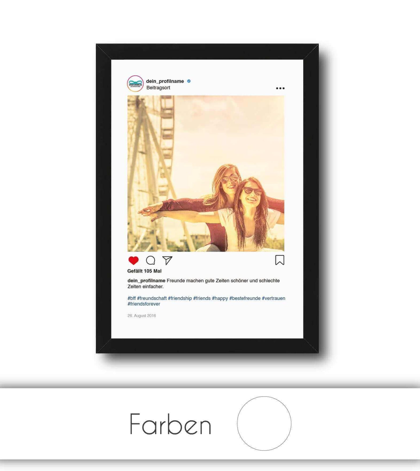 Personalisiertes Bild “Instagram-Post", Bildgröße: 13x18cm, DIN A4, DIN A3, Bilderrahmen: Ohne Bilderrahmen, Bilderrahmen weiß, Bilderrahmen schwarz, Bilderrahmen weiß mit Passepartout, Bilderrahmen schwarz mit Passepartout, Copyright: 321geschenke.de