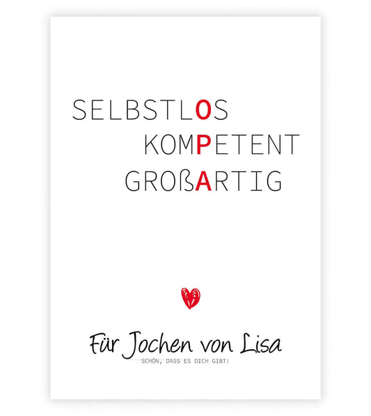 Personalisiertes "Wörterposter" - Opa, Bildgröße: 13x18cm, DIN A4, DIN A3, Bilderrahmen: Ohne Bilderrahmen, Bilderrahmen weiß, Bilderrahmen schwarz, Bilderrahmen weiß mit Passepartout, Bilderrahmen schwarz mit Passepartout, Copyright: 321geschenke.de