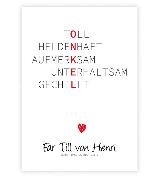 Personalisiertes "Wörterposter" - Onkel, Bildgröße: 13x18cm, DIN A4, DIN A3, Bilderrahmen: Ohne Bilderrahmen, Bilderrahmen weiß, Bilderrahmen schwarz, Bilderrahmen weiß mit Passepartout, Bilderrahmen schwarz mit Passepartout, Copyright: 321geschenke.de
