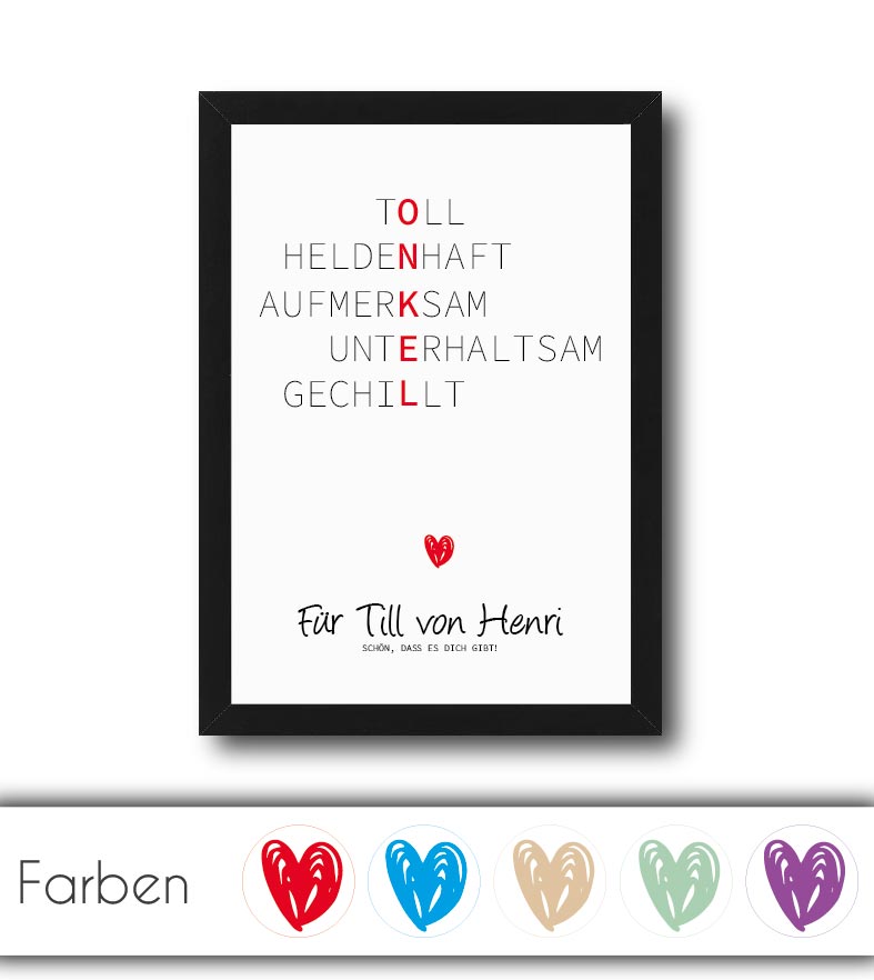 Personalisiertes "Wörterposter" - Onkel, Bildgröße: 13x18cm, DIN A4, DIN A3, Bilderrahmen: Ohne Bilderrahmen, Bilderrahmen weiß, Bilderrahmen schwarz, Bilderrahmen weiß mit Passepartout, Bilderrahmen schwarz mit Passepartout, Copyright: 321geschenke.de