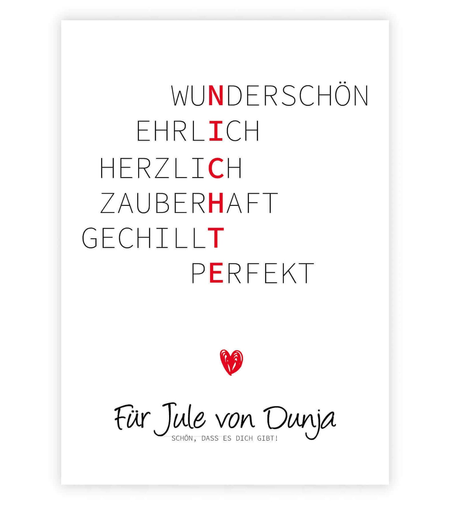 Personalisiertes "Wörterposter" - Nichte, Bildgröße: 13x18cm, DIN A4, DIN A3, Bilderrahmen: Ohne Bilderrahmen, Bilderrahmen weiß, Bilderrahmen schwarz, Bilderrahmen weiß mit Passepartout, Bilderrahmen schwarz mit Passepartout, Copyright: 321geschenke.de