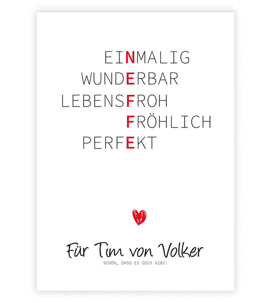 Personalisiertes "Wörterposter" - Neffe, Bildgröße: 13x18cm, DIN A4, DIN A3, Bilderrahmen: Ohne Bilderrahmen, Bilderrahmen weiß, Bilderrahmen schwarz, Bilderrahmen weiß mit Passepartout, Bilderrahmen schwarz mit Passepartout, Copyright: 321geschenke.de