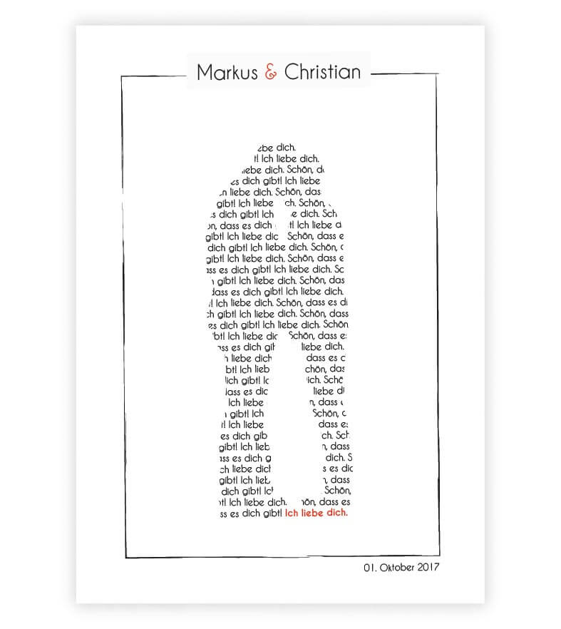 Personalisiertes Bild "Liebespaar", Motiv; Mann+Mann, Bildgröße: 13x18cm, DIN A4, DIN A3, Bilderrahmen: Ohne Bilderrahmen, Copyright: 321geschenke.de
