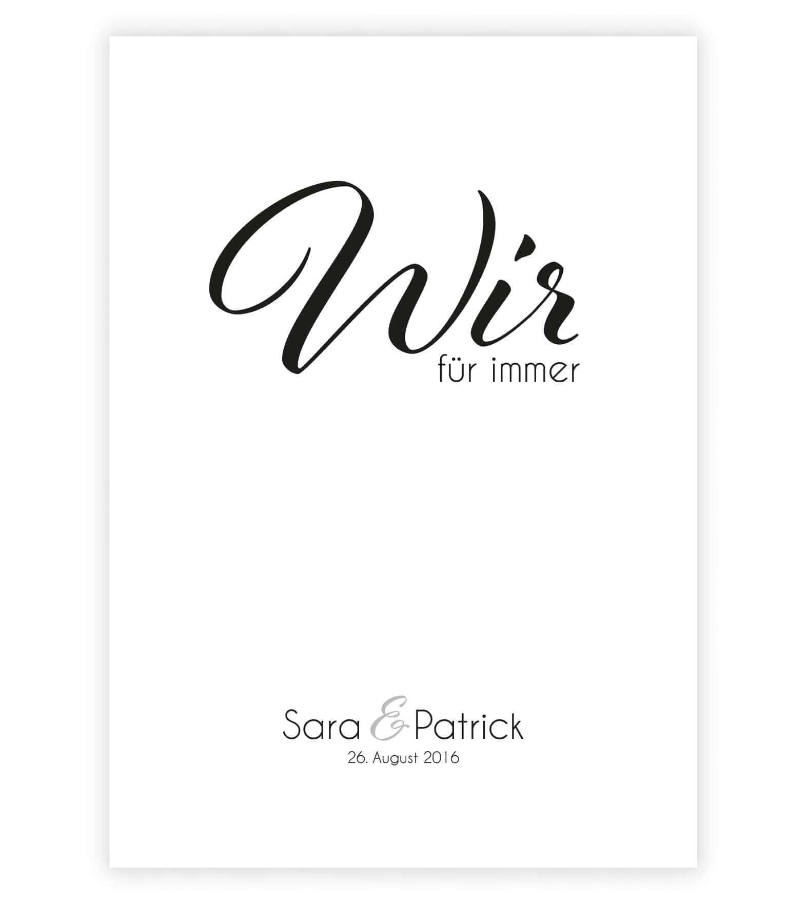 Personalisiertes Bild "WIR - für immer", Bildfarbe: Weiß, Bildgröße: 13x18cm, DIN A4, DIN A3, Bilderrahmen: Ohne Bilderrahmen, Copyright: 321geschenke.de