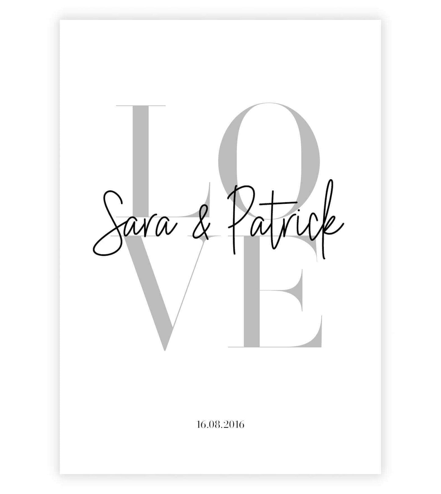 Personalisiertes Bild "LOVE", Bildfarbe: Weiß, Bildgröße: 13x18cm, DIN A4, DIN A3, Bilderrahmen: Ohne Bilderrahmen, Copyright: 321geschenke.de
