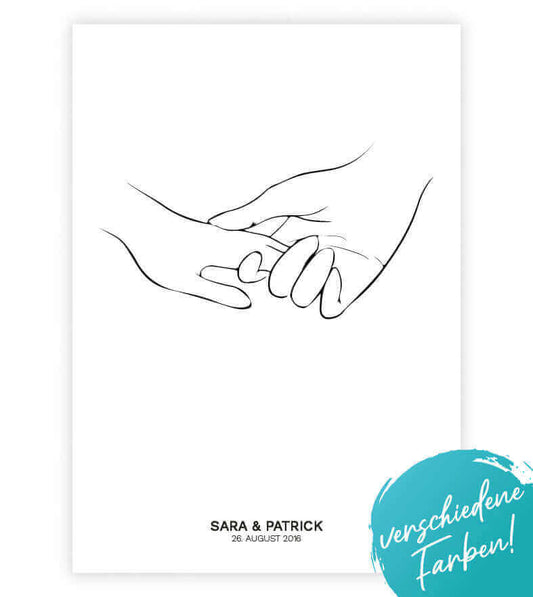 Personalisiertes Bild "Forever together", Bildfarbe: Weiß, Grau, Anthrazit/Schwarz, Bildgröße: 13x18cm, DIN A4, DIN A3, Bilderrahmen: Ohne Bilderrahmen, Bilderrahmen weiß, Bilderrahmen schwarz, Bilderrahmen weiß mit Passepartout, Bilderrahmen schwarz mit