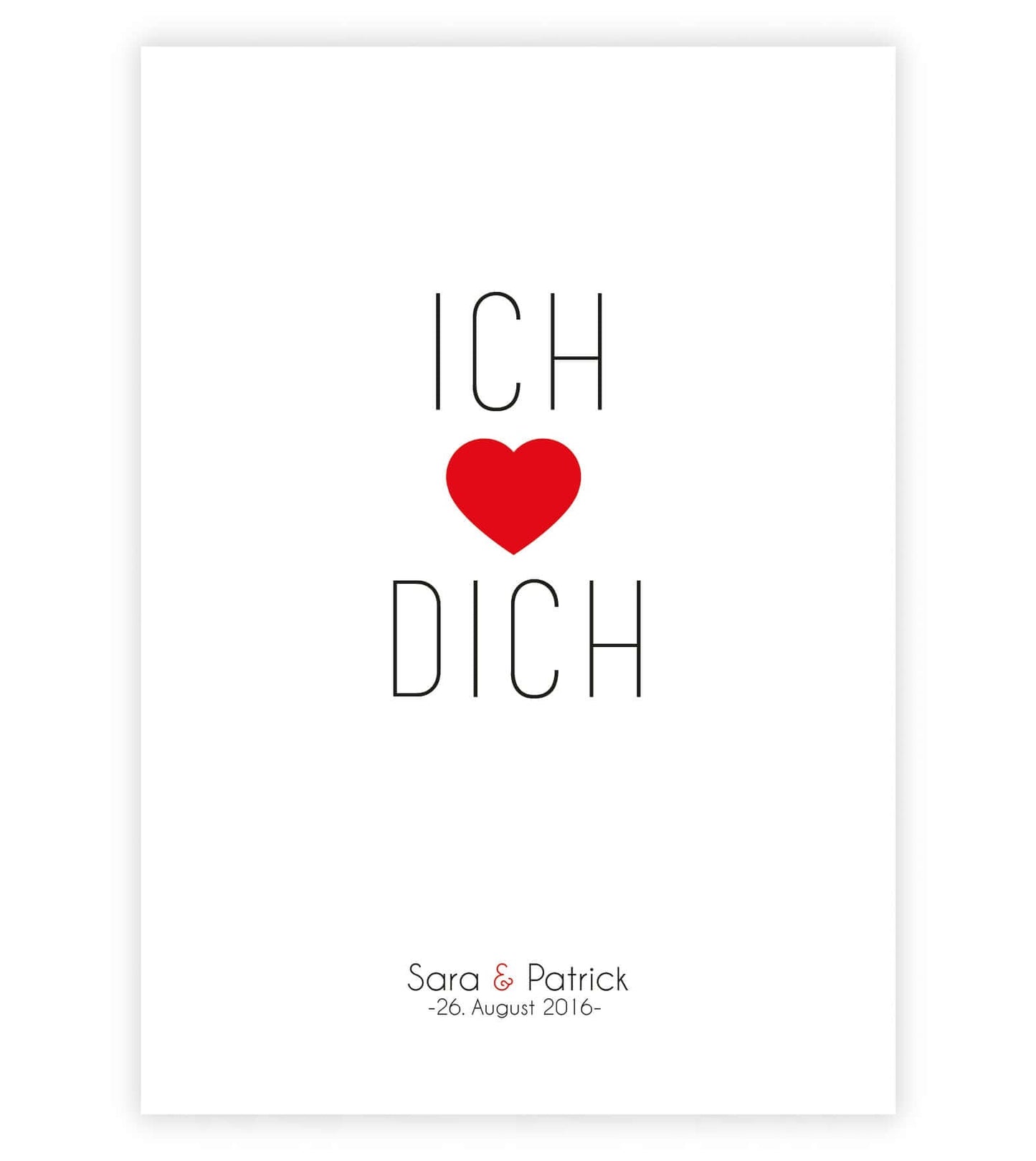 Personalisiertes Bild "Ich liebe Dich", Bildgröße: 13x18cm, DIN A4, DIN A3, Bilderrahmen: Ohne Bilderrahmen, Bilderrahmen weiß, Bilderrahmen schwarz, Bilderrahmen weiß mit Passepartout, Bilderrahmen schwarz mit Passepartout, Copyright: 321geschenke.de