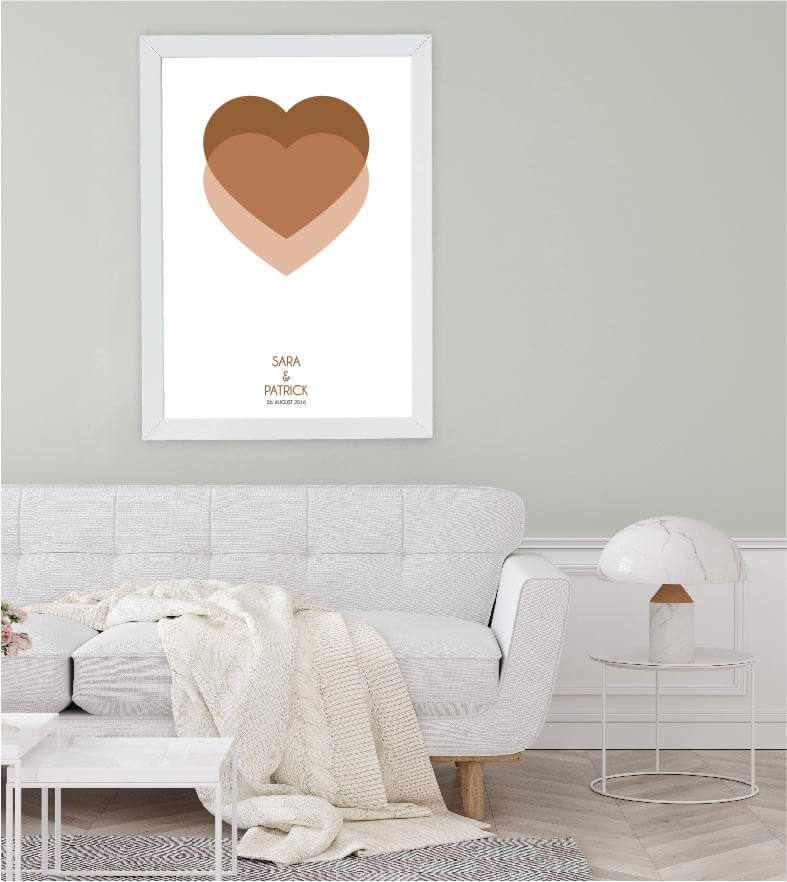 Anwendungsbild_Personalisiertes Bild "Zwei Herzen", Farbe: Blau, Pink, Gelb, Grau, Grün, Rot, Magenta, Braun, Lila, Bildgröße: 13x18cm, DIN A4, DIN A3, Bilderrahmen: ohne Bilderrahmen, Bilderrahmen weiß, Bilderrahmen schwarz, Bilderrahmen weiß mit Passepa