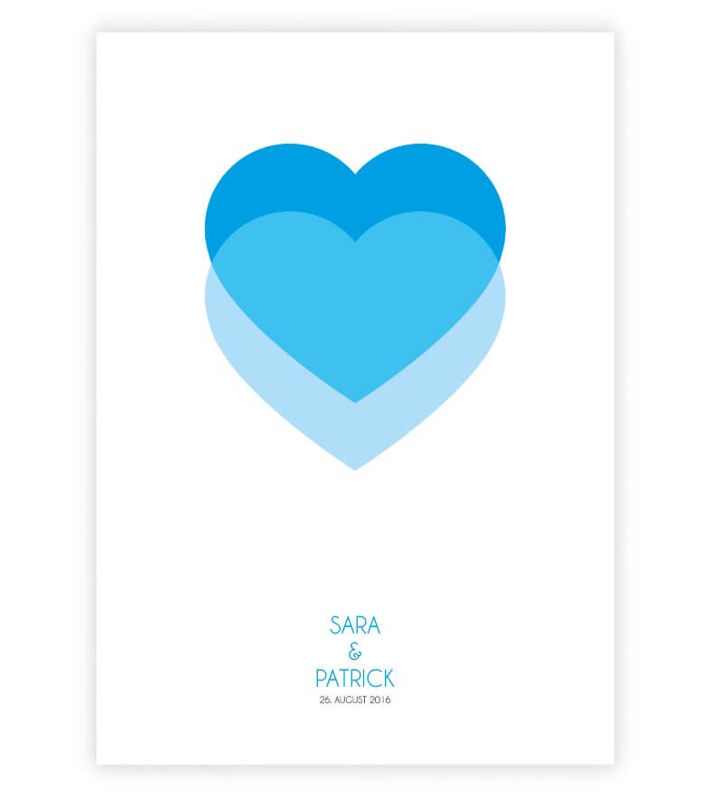 Personalisiertes Bild "Zwei Herzen", Farbe: Blau, Bildgröße: 13x18cm, DIN A4, DIN A3, Bilderrahmen: ohne Bilderrahmen, Bilderrahmen weiß, Bilderrahmen schwarz, Bilderrahmen weiß mit Passepartout, Bilderrahmen schwarz mit Passepartout, Copyright: 321gesche