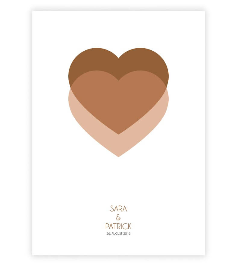 Personalisiertes Bild "Zwei Herzen", Farbe: Braun, Bildgröße: 13x18cm, DIN A4, DIN A3, Bilderrahmen: ohne Bilderrahmen, Bilderrahmen weiß, Bilderrahmen schwarz, Bilderrahmen weiß mit Passepartout, Bilderrahmen schwarz mit Passepartout, Copyright: 321gesch