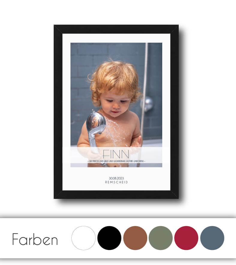 Personalisiertes Bild "Hello Baby", Schriftfarbe: Schwarz, Braun, Olive, Rot, Blau, Weiß, Bildgröße: 13x18cm, DIN A4, DIN A3, Bilderrahmen: Ohne Bilderrahmen, Bilderrahmen weiß ohne Passepartout, Bilderrahmen schwarz ohne Passepartout, Copyright: 321gesch