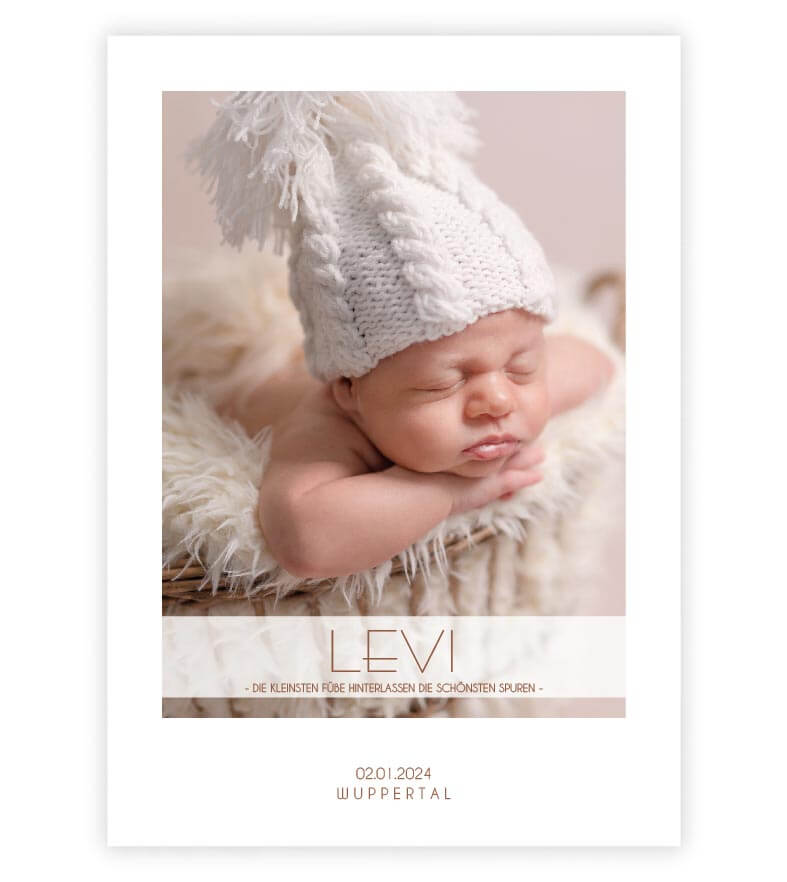Personalisiertes Bild "Hello Baby", Schriftfarbe: Braun, Bildgröße: 13x18cm, DIN A4, DIN A3, Bilderrahmen: Ohne Bilderrahmen, Bilderrahmen weiß ohne Passepartout, Bilderrahmen schwarz ohne Passepartout, Copyright: 321geschenke.de