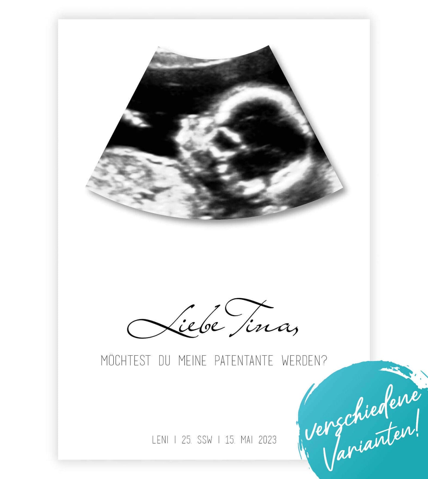 Personalisiertes Bild “Meine Patentante / Mein Patenonkel werden?”, Bildfarbe: Weiß, Bildgröße: 13x18cm, DIN A4, DIN A3, Bilderrahmen: Ohne Bilderrahmen, Copyright:321geschenke.de