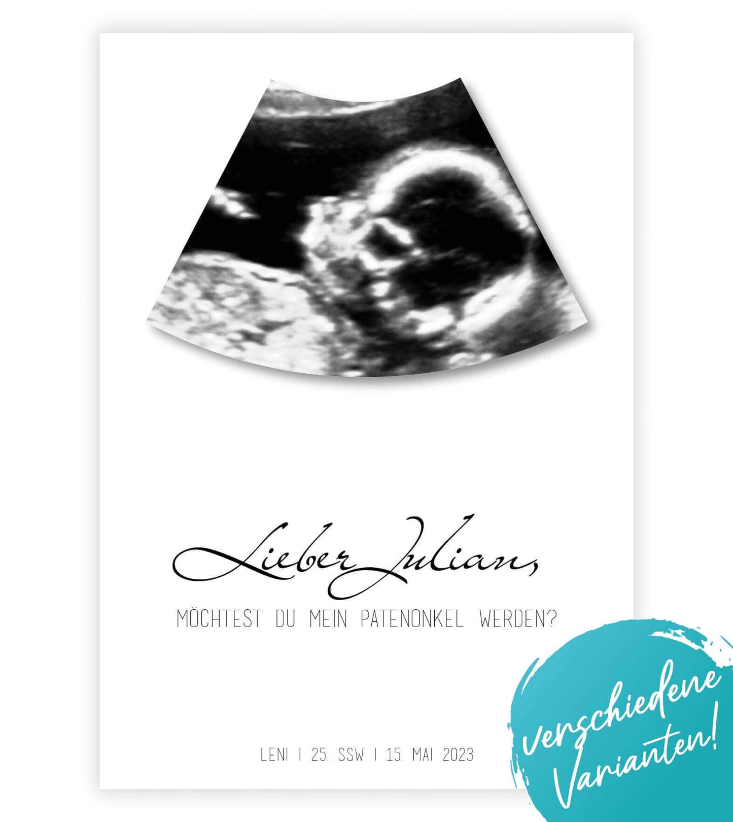Personalisiertes Bild “Meine Patentante / Mein Patenonkel werden?”, Bildfarbe: Weiß, Bildgröße: 13x18cm, DIN A4, DIN A3, Bilderrahmen: Ohne Bilderrahmen, Copyright:321geschenke.de