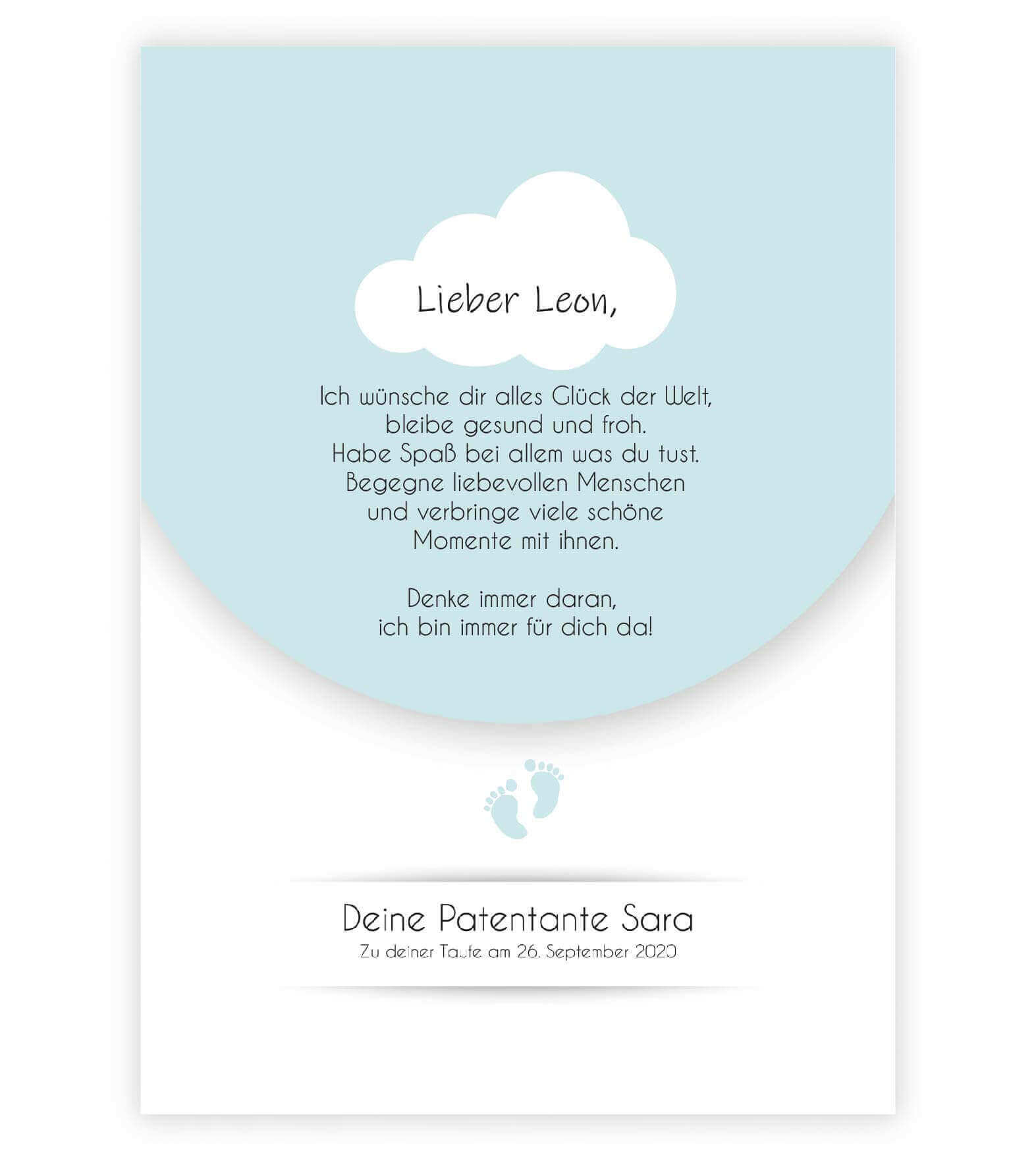 Personalisiertes Babyposter "Taufspruch", Bildfarbe; Blau, Bildgröße: 13x18cm, DIN A4, DIN A3, Bilderrahmen: Ohne Bilderrahmen, Copyright: 321geschenke.de
