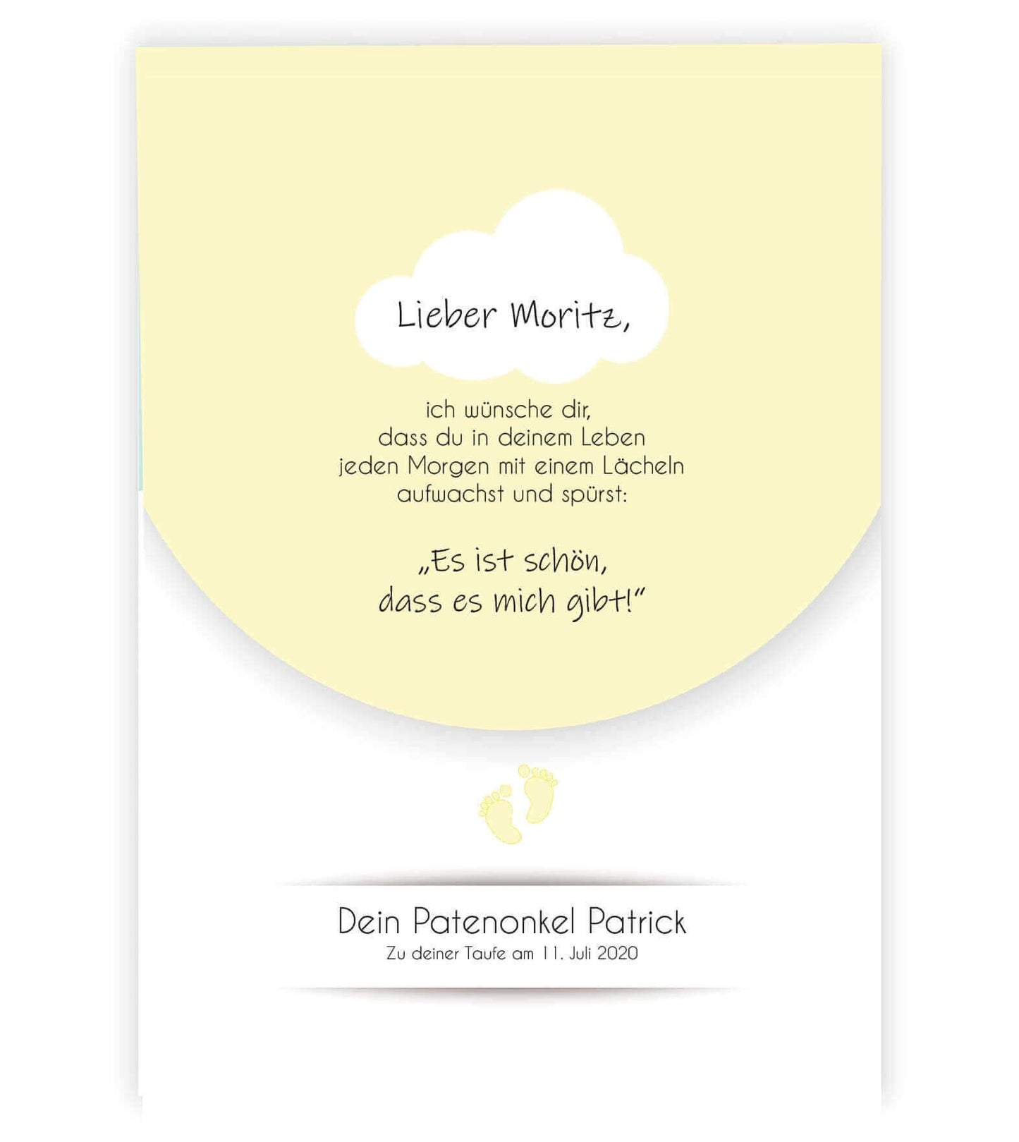 Personalisiertes Babyposter "Taufspruch", Bildfarbe; Gelb, Bildgröße: 13x18cm, DIN A4, DIN A3, Bilderrahmen: Ohne Bilderrahmen, Copyright: 321geschenke.de