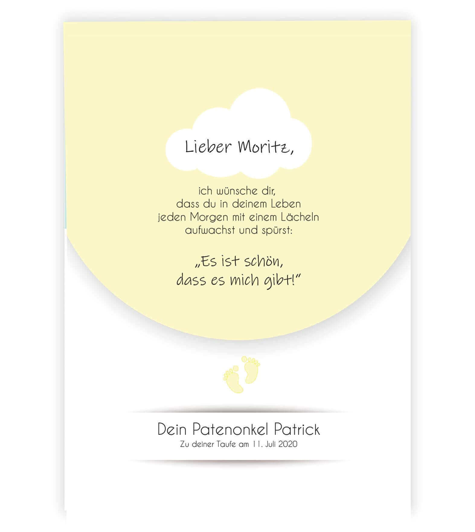 Personalisiertes Babyposter "Taufspruch", Bildfarbe; Gelb, Bildgröße: 13x18cm, DIN A4, DIN A3, Bilderrahmen: Ohne Bilderrahmen, Copyright: 321geschenke.de