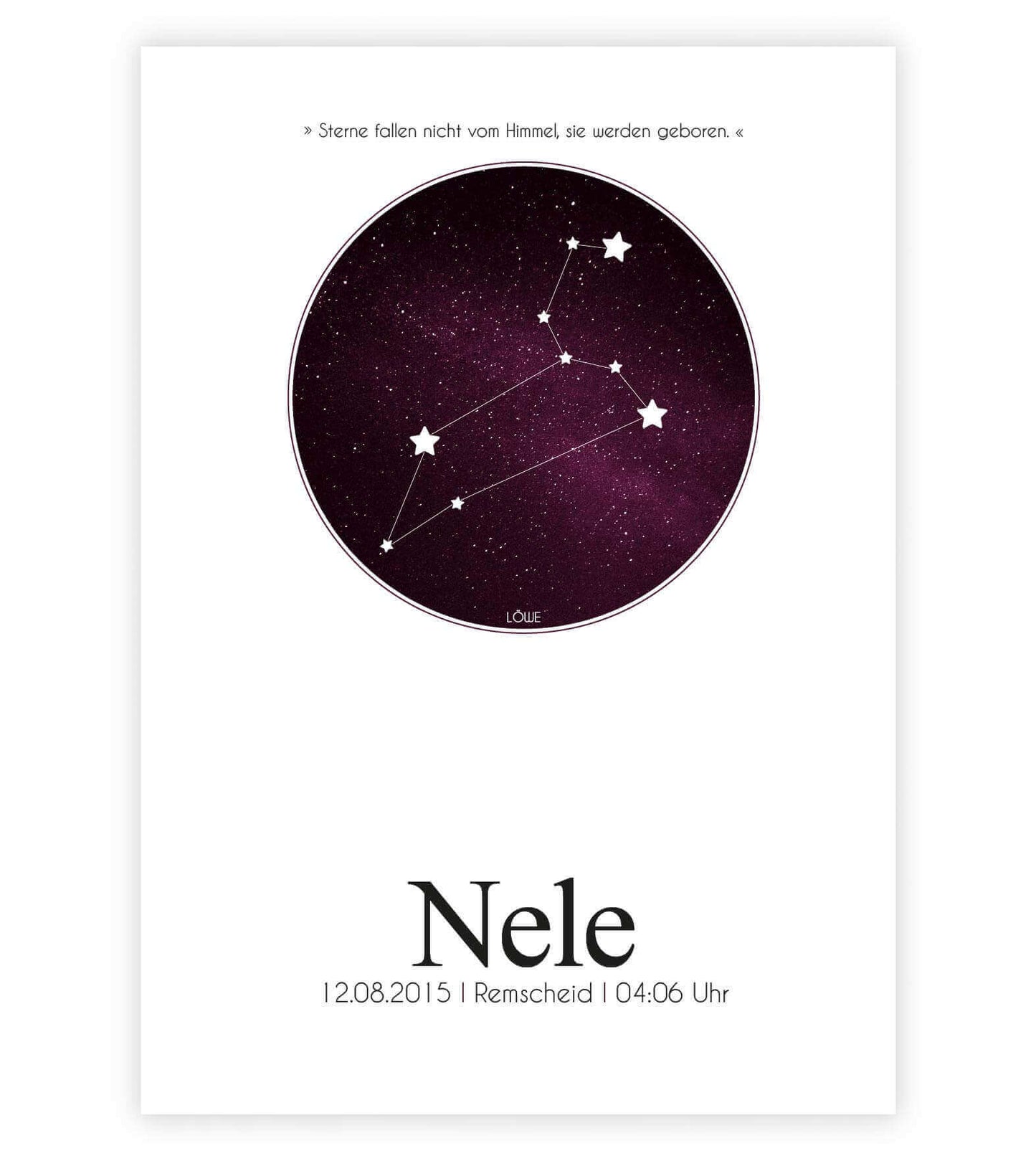 Personalisiertes Bild "Sternzeichen", Bildfarbe: Rot, Bildgröße: 13x18cm, DIN A4, DIN A3, Bilderrahmen: Ohne Bilderrahmen, Copyright: 321geschenke.de