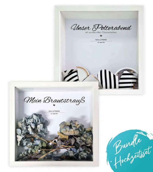 Personalisiertes Hochzeitsgeschenke-Set, Bildgröße: 25x25cm, Bilderrahmen: Bilderrahmen weiß ohne Passepartout, Bilderrahmen schwarz ohne Passepartout, Copyright: 321geschenke.de