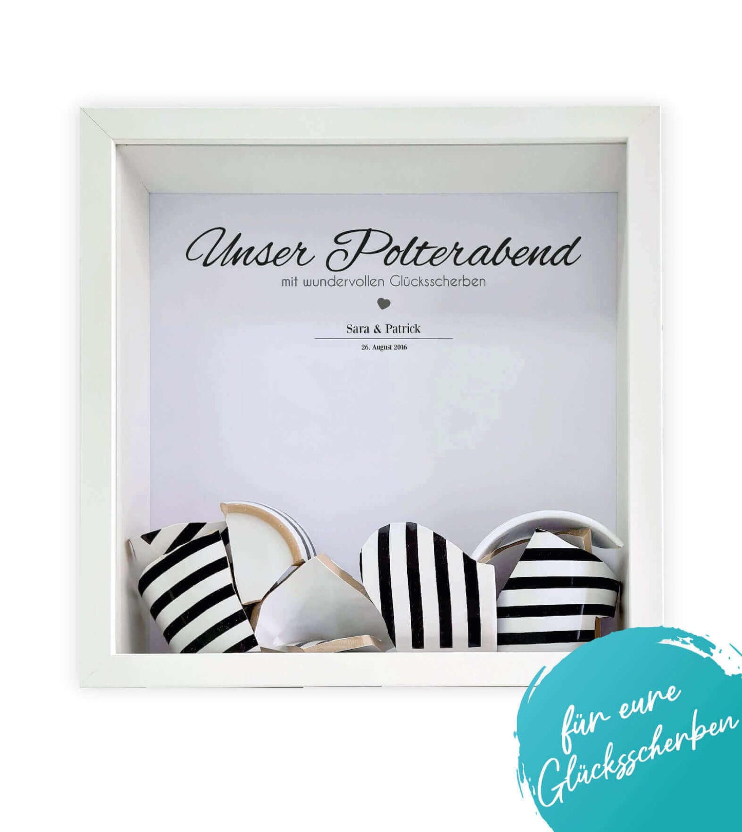 Personalisiertes Bild "Unser Polterabend", Bildgröße: 25x25cm, Bilderrahmen: Ohne Bilderrahmen, Bilderrahmen weiß, Bilderrahmen schwarz, Copyright: 321geschenke.de