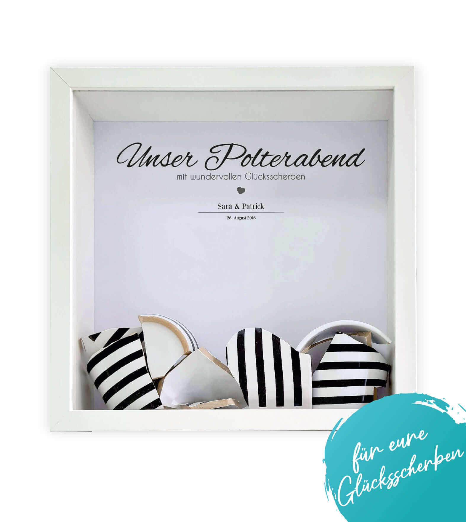 Personalisiertes Bild "Unser Polterabend", Bildgröße: 25x25cm, Bilderrahmen: Ohne Bilderrahmen, Bilderrahmen weiß, Bilderrahmen schwarz, Copyright: 321geschenke.de