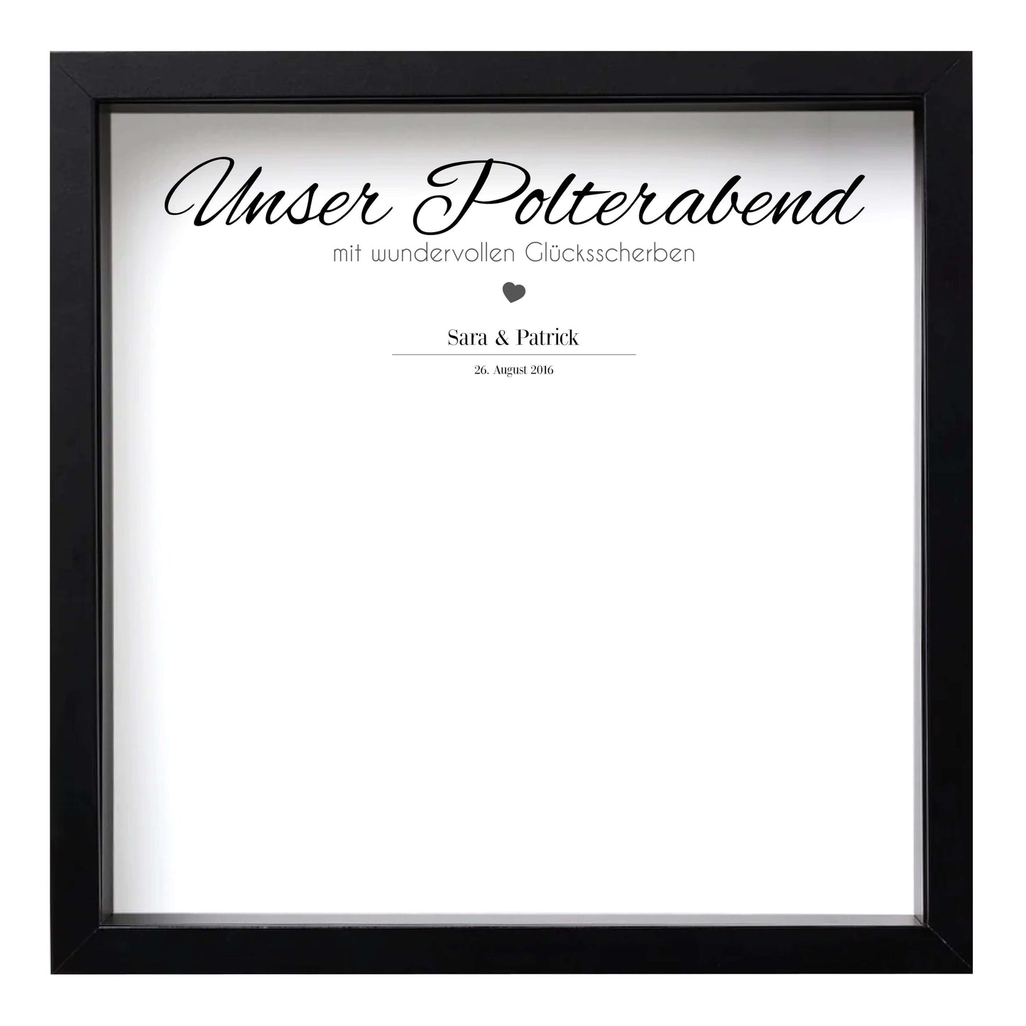Personalisiertes Bild "Unser Polterabend", Bildgröße: 25x25cm, Bilderrahmen: Bilderrahmen schwarz, Copyright: 321geschenke.de