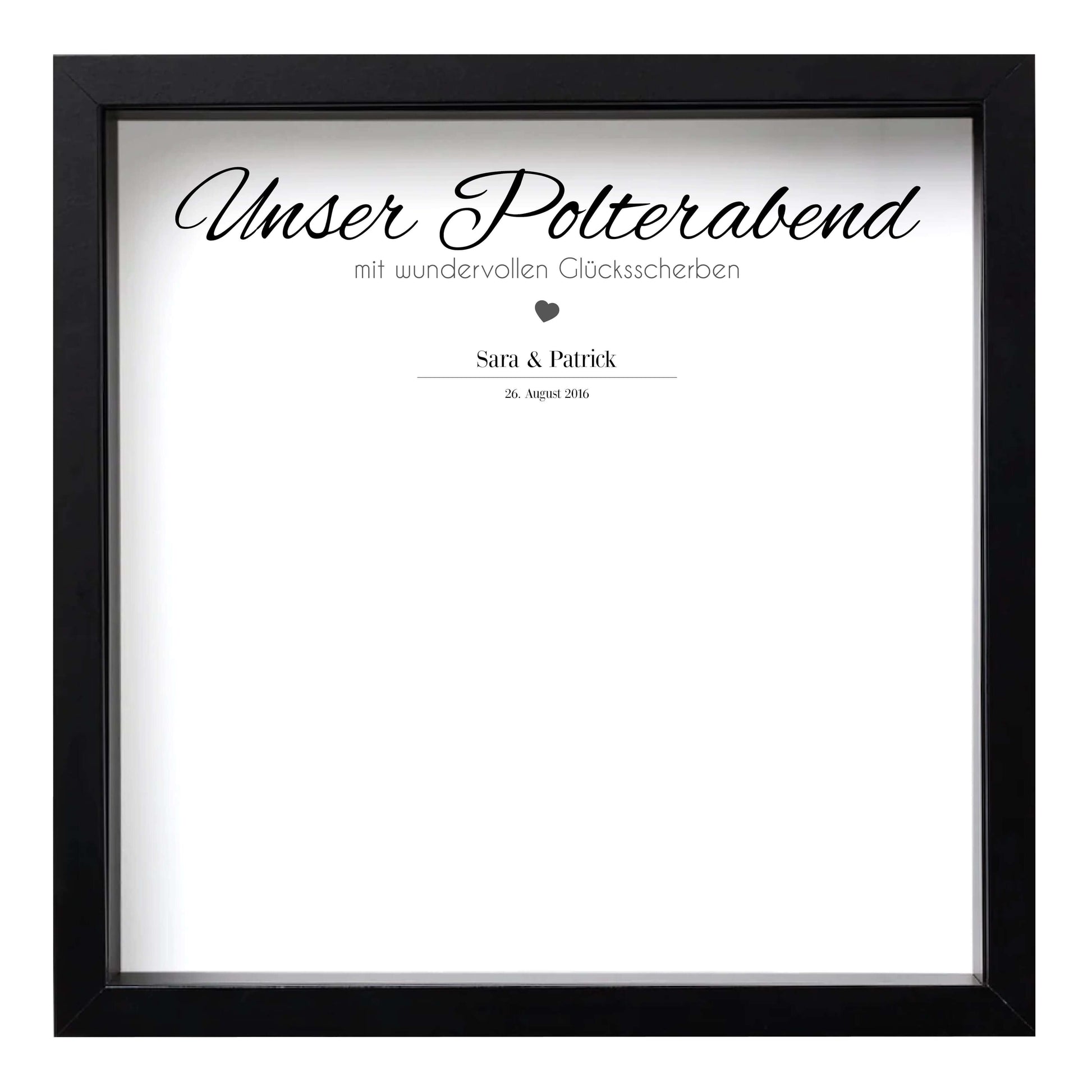 Personalisiertes Bild "Unser Polterabend", Bildgröße: 25x25cm, Bilderrahmen: Bilderrahmen schwarz, Copyright: 321geschenke.de